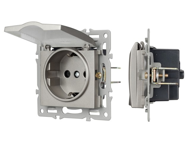 Механизм розетки влагозащищённый SCT-MCP-PL-GR (250V, 16A) (Arlight, -) фото:1