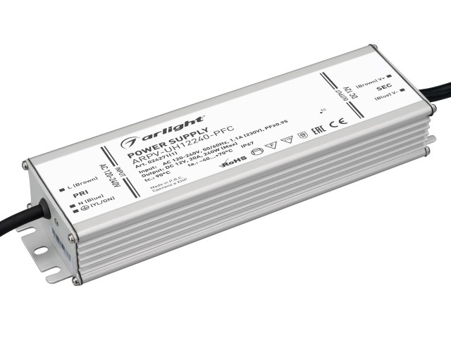 Блок питания ARPV-UH12240-PFC (12V, 20.0A, 240W) (Arlight, IP67 Металл, 7 лет) фото:2