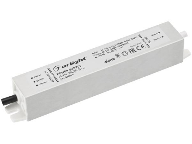 Блок питания ARPV-24020-B (24V, 0.8A, 20W) (Arlight, IP67 Металл, 3 года) фото:3