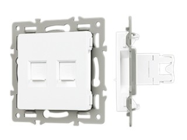 Механизм компьютерной розетки двойной SCT-MPC2-PL-WH (RJ-45, CAT6) (Arlight, -) фото:1