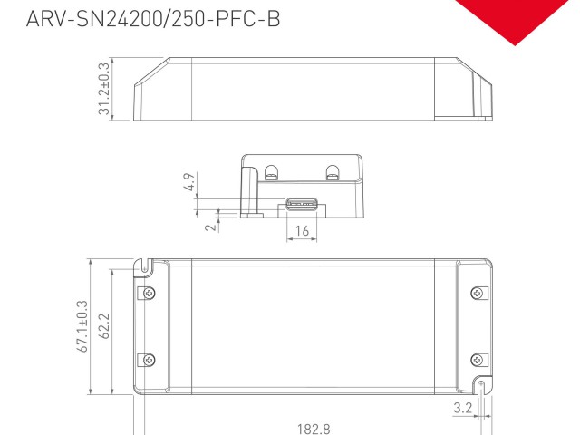 Блок питания ARV-SN24200-PFC-B (24V, 8.3A, 200W) (Arlight, IP20 Пластик, 3 года) фото:5