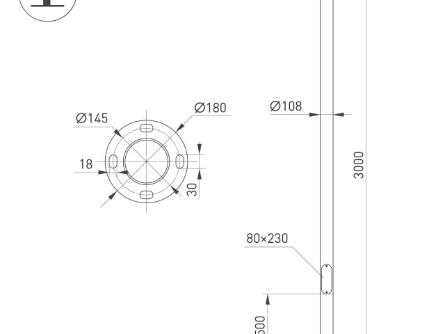 Опора фланцевая OXOR-OT1-D108-L3000 (BK) (Arlight, Сталь) фото:1
