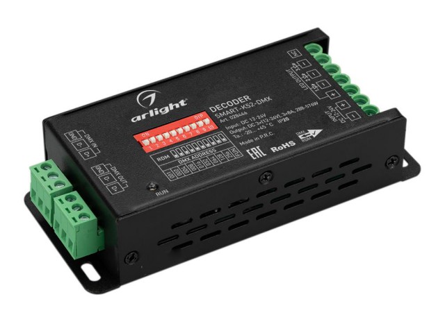 Декодер SMART-K52-DMX (12-24V, 3x8A) (Arlight, IP20 Металл, 5 лет) фото:4