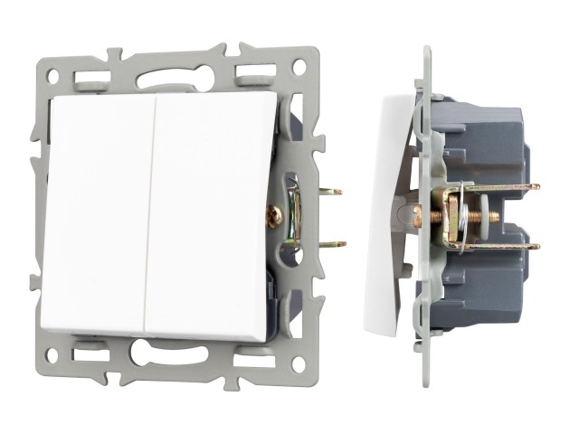 Механизм выключателя двухклавишный непроходной SWT-MK02-PL-WH (250V, 16A) (Arlight, -) фото:2