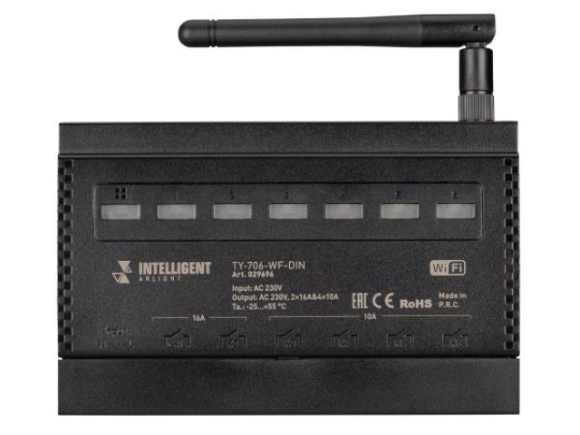INTELLIGENT ARLIGHT Релейный модуль TY-706-WF-DIN (230V, 2х16A + 4х10А) (IARL, IP20 Пластик, 3 года) фото:1