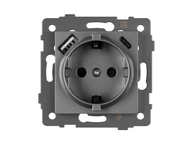 Механизм розетки с USB зарядкой SCT-MUAC-PL-GR-V (250V, 16A) (Arlight, -) фото:4