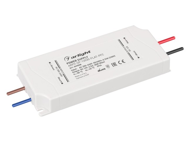 Блок питания ARPV-SP-12030-FLAT-PFC (12V, 2.5A, 30W) (Arlight, IP44 Пластик, 5 лет) фото:3