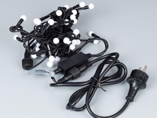 Светодиодная гирлянда ARD-BALL-CLASSIC-D13-10000-BLACK-100LED WARM (230V, 7W) (Ardecoled, IP65) фото:7