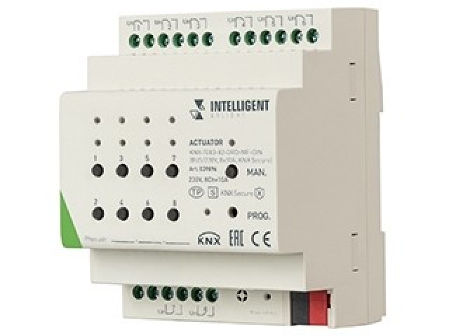INTELLIGENT ARLIGHT Актуатор KNX-7083-82-DRO-MF-DIN (BUS/230V, 8x10А, KNX Secure)  (IARL, IP20 Пластик, 2 года) фото:2