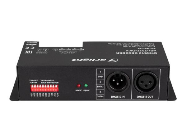 Декодер ARL-7022-DMX (12-24V, 4x8A, DMX512, XLR3) (Arlight, IP20 Металл, 3 года) фото:8