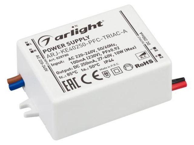 Блок питания ARJ-KE40250-PFC-TRIAC-A (10W, 250mA) (Arlight, IP44 Пластик, 5 лет) фото:3