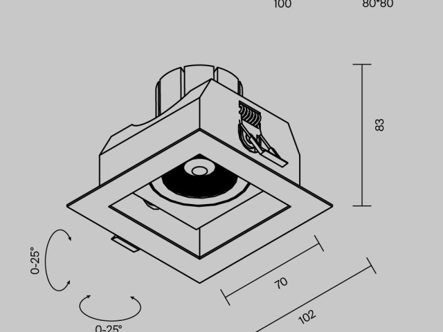 Встраиваемый светильник Technical DL008-12W2.7-3-4K-B фото:1