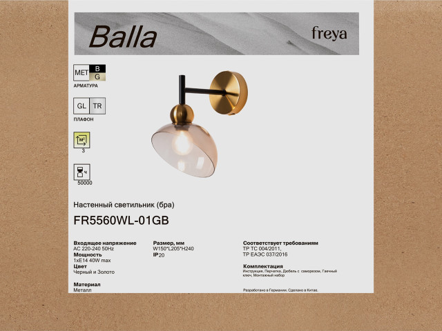Настенный светильник (бра) Freya FR5560WL-01GB фото:2