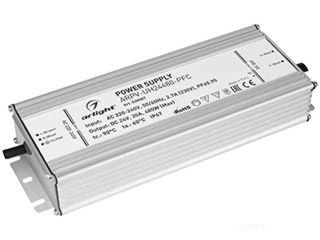 Блок питания ARPV-UH24480-PFC (24V, 20A, 480W) (Arlight, IP67 Металл, 7 лет) фото:1