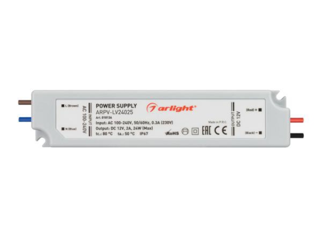 Блок питания ARPV-LV24025 (24V, 1.0A, 24W) (Arlight, IP67 Пластик, 2 года) фото:2