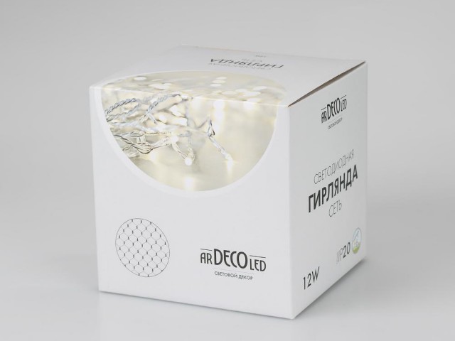 Светодиодная гирлянда ARD-NETLIGHT-HOME-1500x1500-CLEAR-150LED Warm (230V, 12W) (Ardecoled, IP20) фото:1