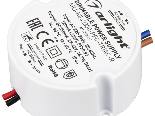 Блок питания ARJ-KE42350-PFC-TRIAC-R (15W, 350mA) (Arlight, IP44 Пластик, 5 лет) фото:1