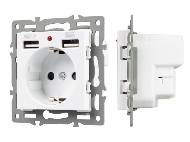 Механизм розетки с USB зарядкой SCT-MUAA-PL-WH (250V, 16A) (Arlight, -) фото:3