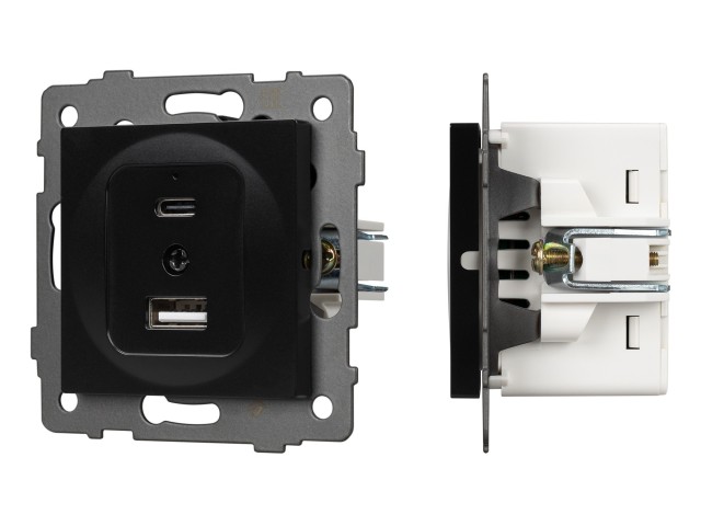 Механизм USB розетки SCT-MUAC-PL-BK-V (5V, 3A, QC4) (Arlight, -) фото:4