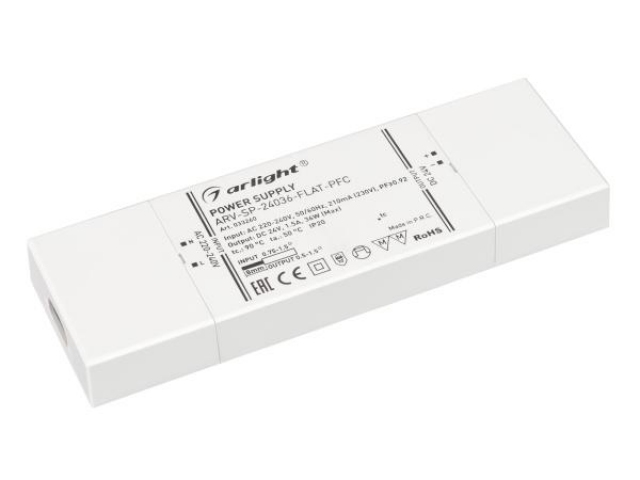 Блок питания ARV-SP-24036-FLAT-PFC (24V, 1.5A, 36W) (Arlight, IP20 Пластик, 5 лет) фото:3