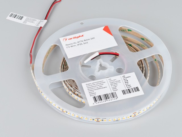 Лента UL-A176-8mm 24V Warm3500 (15 W/m, IP20, 5m) (Arlight, 7 лет) фото:3