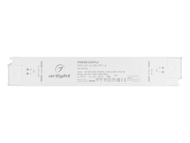 Блок питания ARV-SP-24180-PFC-A (24V, 7.5A, 180W) (Arlight, IP20 Пластик, 5 лет) фото:3