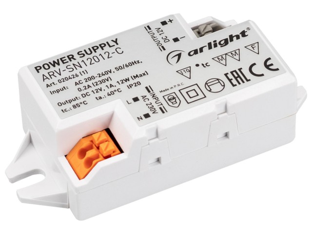 Блок питания ARV-SN12012-C (12V, 1A, 12W) (Arlight, IP20 Пластик, 3 года) фото:5