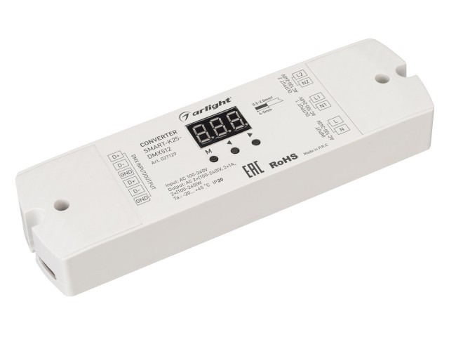 Конвертер SMART-K25-DMX512 (230V, 2x1A, TRIAC) (Arlight, Пластик) фото:5