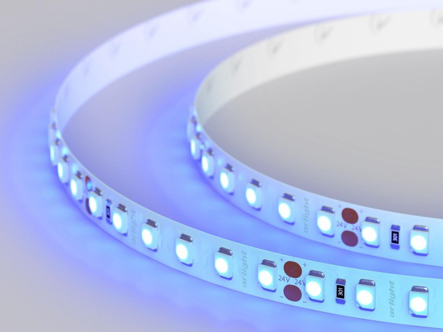 Лента RT 2-5000 24V Blue 2x (3528, 600 LED, LUX) (Arlight, 9.6 Вт/м, IP20) фото:12
