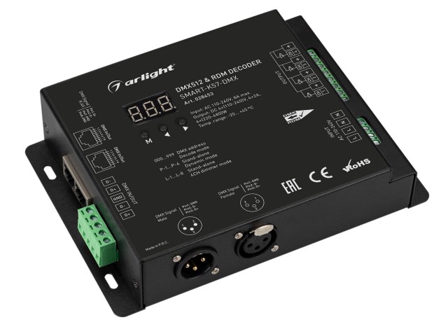 Декодер SMART-K57-DMX (230V, 4x2A, XLR3) (Arlight, IP20 Металл, 5 лет) фото:1