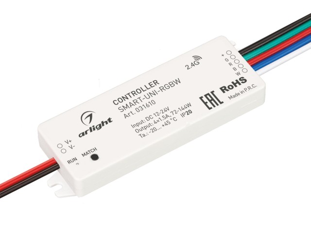 Контроллер SMART-UNI-RGBW (12-24V, 4x1.5A, 2.4G) (Arlight, IP20 Пластик, 5 лет) фото:3
