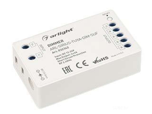 Диммер ARL-SIRIUS-TUYA-DIM-SUF (12-24V, 4x4A, 2.4G) (Arlight, IP20 Пластик, 3 года) фото:4