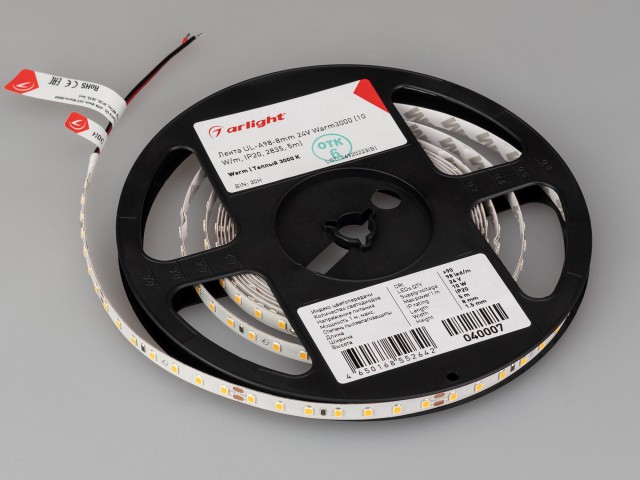 Лента UL-A98-8mm 24V Warm3000 (10 W/m, IP20, 2835, 5m) (Arlight, 7 лет) фото:5