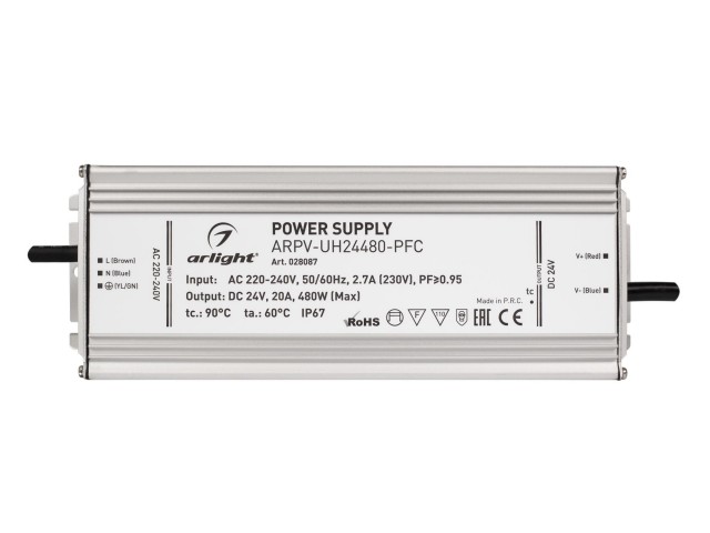 Блок питания ARPV-UH24480-PFC (24V, 20A, 480W) (Arlight, IP67 Металл, 7 лет) фото:6