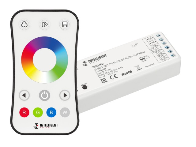 INTELLIGENT ARLIGHT Диммер SMART-SET-PWM-104-52-RGBW-SUF White (12-24V, 4x4A, ПДУ RING 10кн, 2.4G) (IARL, IP20 Пластик, 5 лет) фото:2