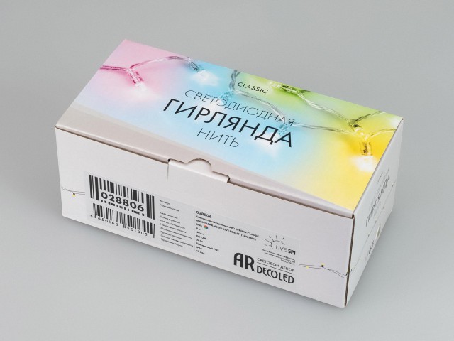 Светодиодная гирлянда ARD-STRING-CLASSIC-6000-CLEAR-40LED-LIVE RGB-SPI (12V, 26W) (Ardecoled, IP65) фото:1