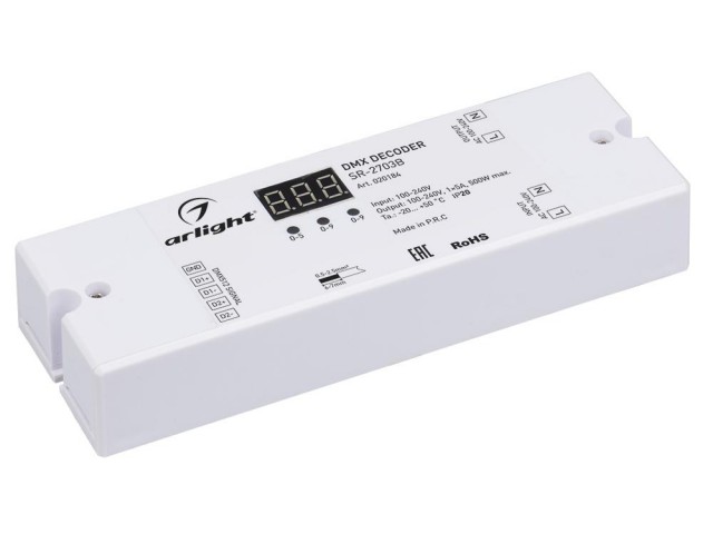 Декодер DMX SR-2703B (220V, 500W) (Arlight, IP20 Пластик, 3 года) фото:1