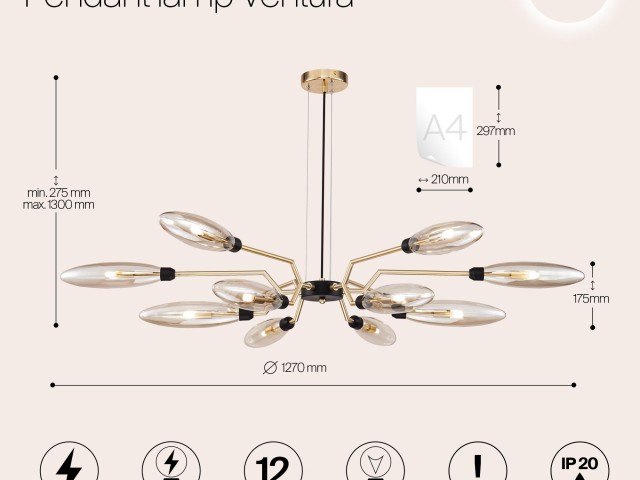 Подвесной светильник Maytoni MOD012CL-12G фото:10