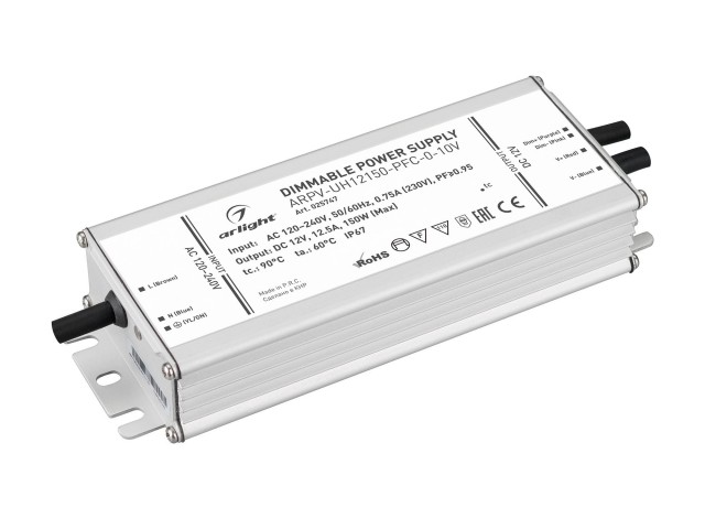 Блок питания ARPV-UH12150-PFC-0-10V (12V, 12.5A, 150W) (Arlight, IP67 Металл, 7 лет) фото:1