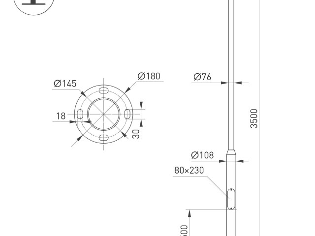 Опора фланцевая OXOR-OT2-D108-L3500 (BK) (Arlight, Сталь) фото:2