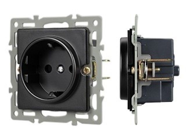 Механизм электрической розетки SCT-GP-MEU-PL-BK (250V, 16A) (Arlight, -) фото:1