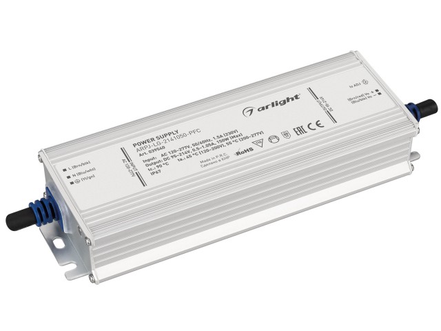 Блок питания ARPJ-LG-2141050-PFC (150W, 95-214V, 0.5-1.05A) (Arlight, IP67 Металл, 5 лет) фото:2