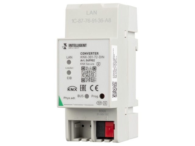 INTELLIGENT ARLIGHT Конвертер KNX-301-72-DIN Grey (BUS, RJ-45, KNX-IP) (IARL, IP20 Пластик, 2 года) фото:3