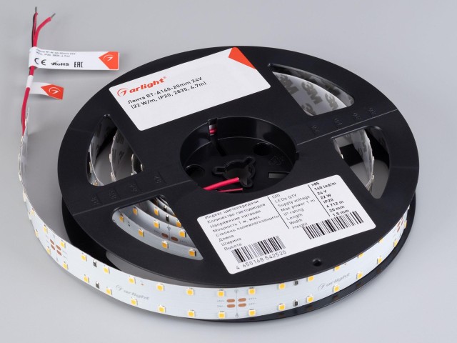Лента RT-A140-20mm 24V Warm3000 (22 W/m, IP20, 2835, 4.7m) (Arlight, 22 Вт, IP20) фото:8