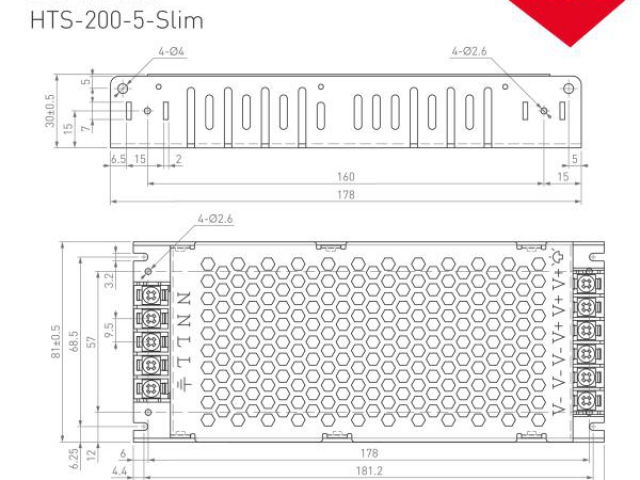 Блок питания HTS-200-5-Slim (5V, 40A, 200W) (Arlight, IP20 Сетка, 3 года) фото:3