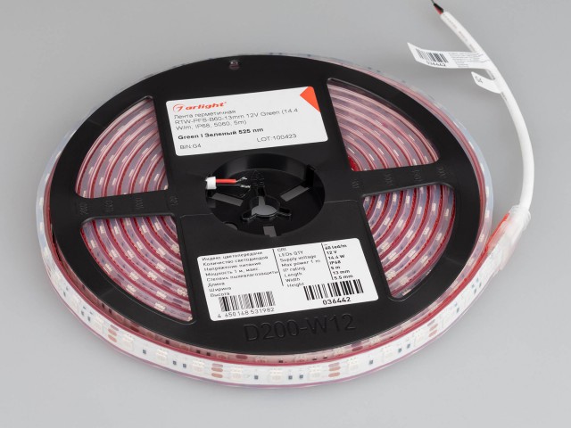 Лента герметичная RTW-PFS-B60-13mm 12V Green (14.4 W/m, IP68, 5060, 5m) (Arlight, 14.4 Вт/м, IP68) фото:8