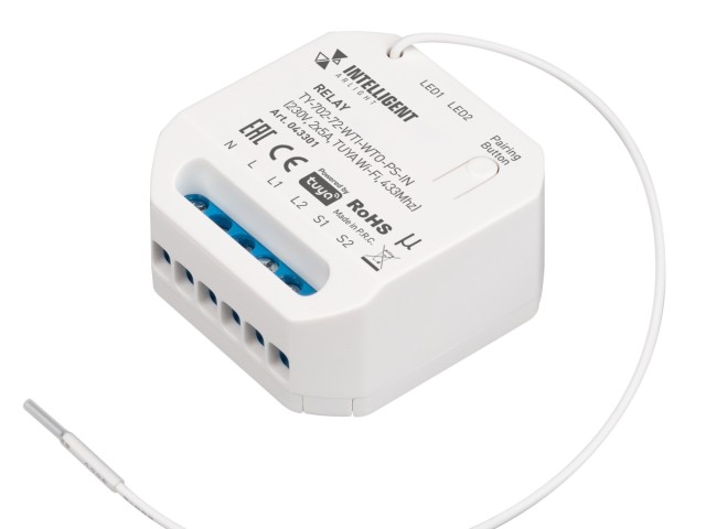 INTELLIGENT ARLIGHT Релейный модуль TY-702-72-WTI-WTO-PS-IN (230V, 2x5A, TUYA Wi-Fi, 433Mhz) (IARL, IP20 Пластик, 3 года) фото:2