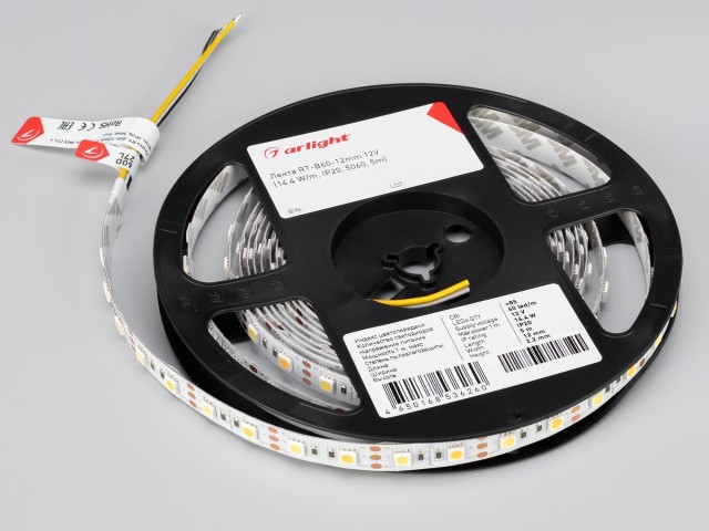 Лента RT-B60-12mm 12V White-MIX (14.4 W/m, IP20, 5060, 5m) (Arlight, Изменяемая ЦТ) фото:2