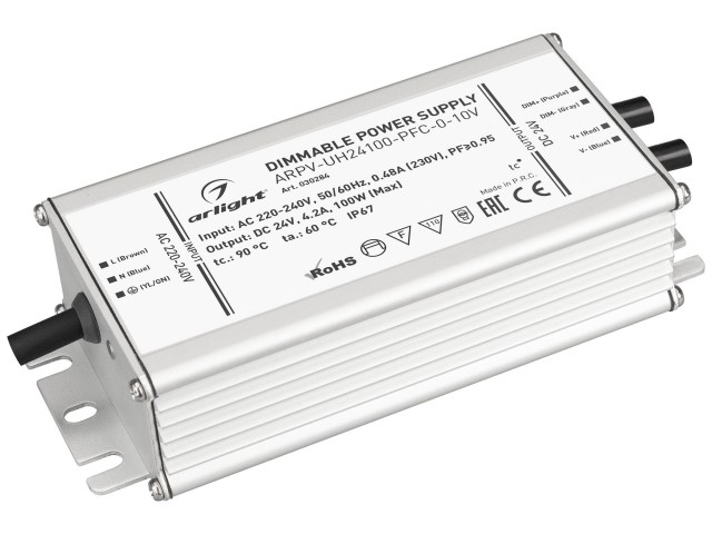 Блок питания ARPV-UH24100-PFC-0-10V (24V, 4.2A, 100W) (Arlight, IP67 Металл, 7 лет) фото:2