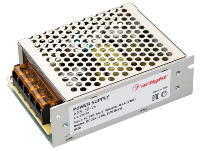 Блок питания ARS-60-24 (24V, 2.5A, 60W) (Arlight, IP20 Сетка, 2 года) фото:4